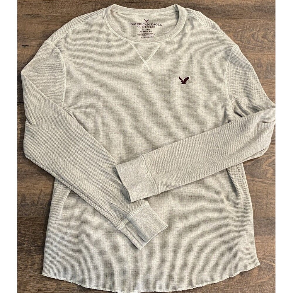 American Eagle Vintage Fit Thermal Waffle Shirt Men’s XL Cream Long Sleeve